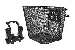 Корзина на руль,BL-B-009 быстросъемная с крепл. на руль,сталь,34*25*26 ручка для переноски,черная